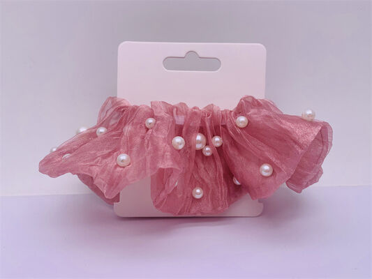 Polyester Childrens Hair Accessories Multicolor Elastic With Pearl