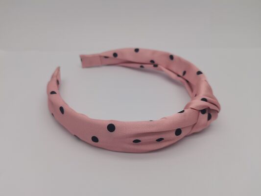 Fabric Hair Band For Women Girls Ladies Pink With Black Little Dot In Vibrant Hues