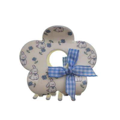 Flower Hair Claw Clip with Cute Patterns and Bowknot for Girls