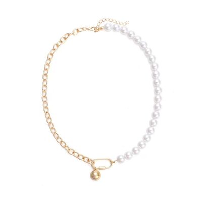 Fashionable Metal and Pearl Necklace with Various Colors for Women