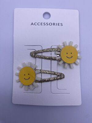 Fastening Clip Durable Happy Sun Kids Hair Clips in Polyester for Girls