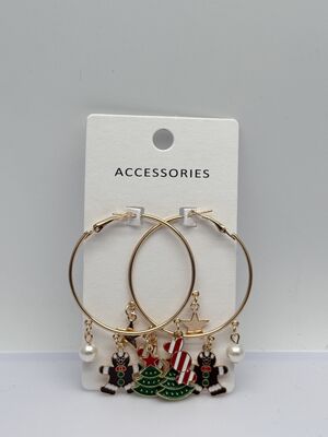 Christmas Large Size Hoop Metal Earrings