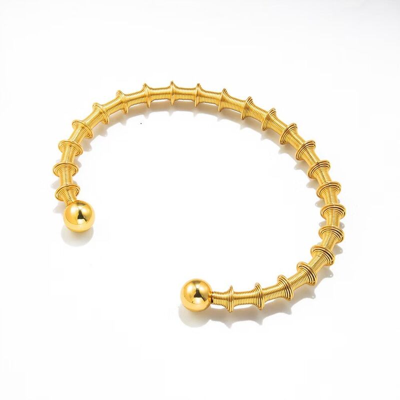 Toggle Clasp Bamboo-like Golden Bracelet for Women Lightweight