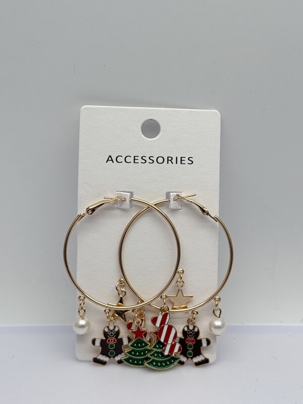 Christmas Large Size Hoop Metal Earrings