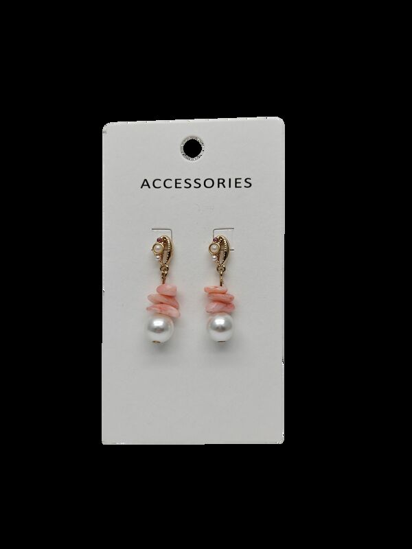 Natural Stone Beaded Pearl Pendant Earrings for Girls