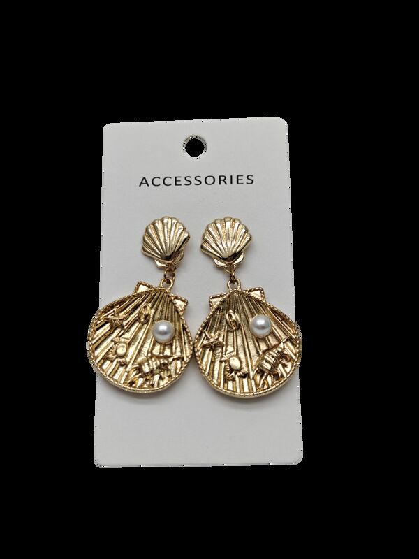 European and American Fashion Shell Pearl Earrings Retro Trend Creative Ocean Style Shell Earrings